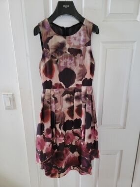 Obsessions Floral Print Sleeveless Fit-and-Flare Dress in Multi-Purple